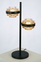 Sierlijke tafellamp Dynasty Champagne | 2 lichts | zwart / goud | glas / metaal | 50 cm hoog | bureaulamp | modern / sfeervol design