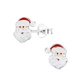 Zilveren kerstman met glinsters kinder oorstekers | glitter oorknopjes | kerst winter oorbellen Meisje Zilver | Zilverana | Sterling 925 Silver