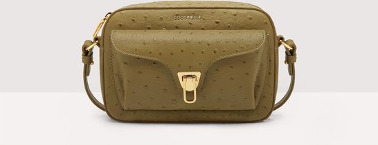 Sac Bandoulière Vintage RUBENS En Cuir Autruche Marron Clair - État TBE - Style BCBG