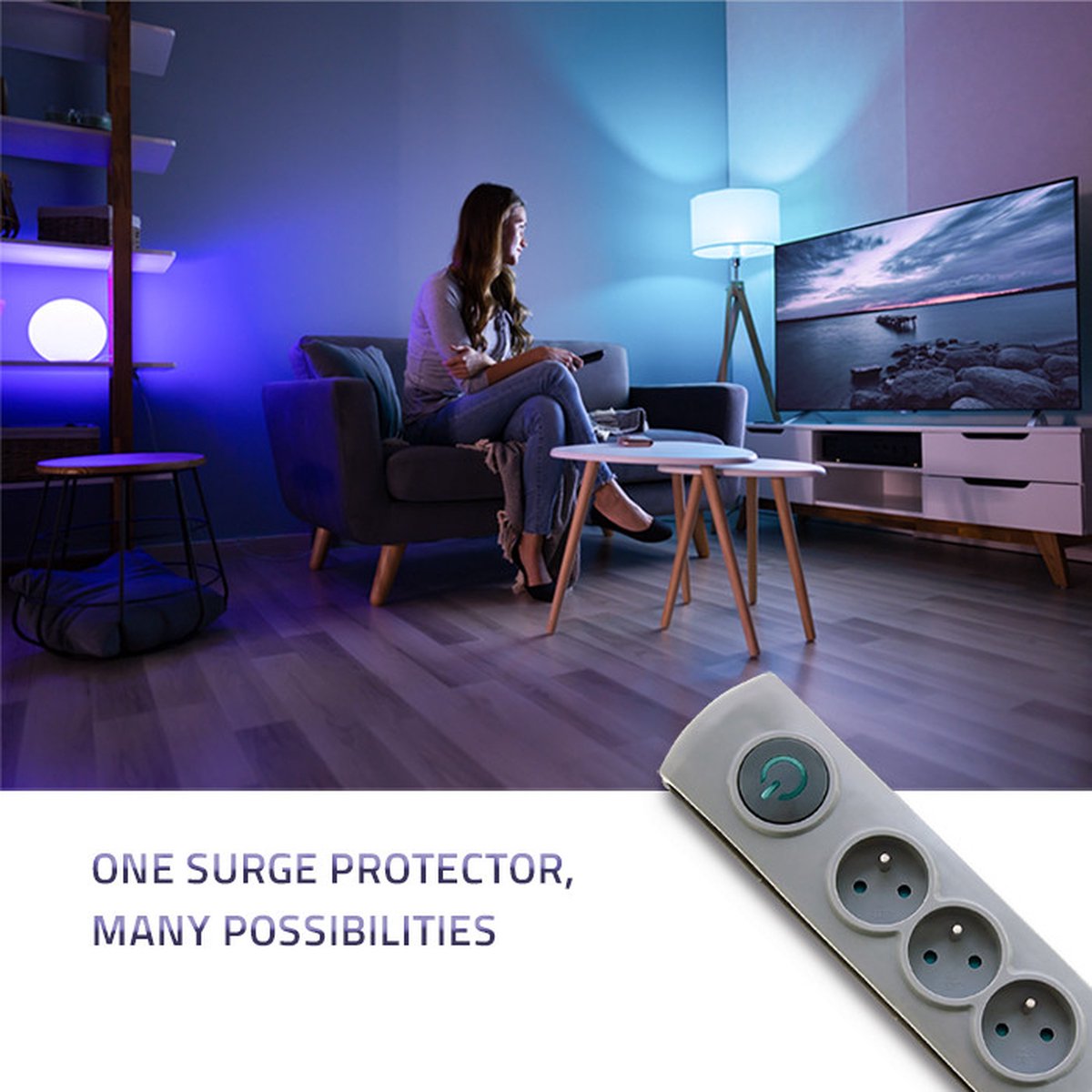 Qoltec Quick Switch Stekkerstrip Met 8 Stopcontacten 1,8M Grijs