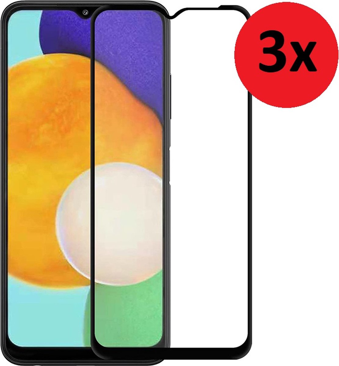 Geschikt voor Samsung Galaxy A04 Full Screenprotector - A04 Full Tempered Glass 3x