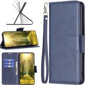 iPhone 14 Pro Hoesje - MobyDefend Wallet Book Case Met Koord - Blauw - GSM Hoesje - Telefoonhoesje Geschikt Voor iPhone 14 Pro