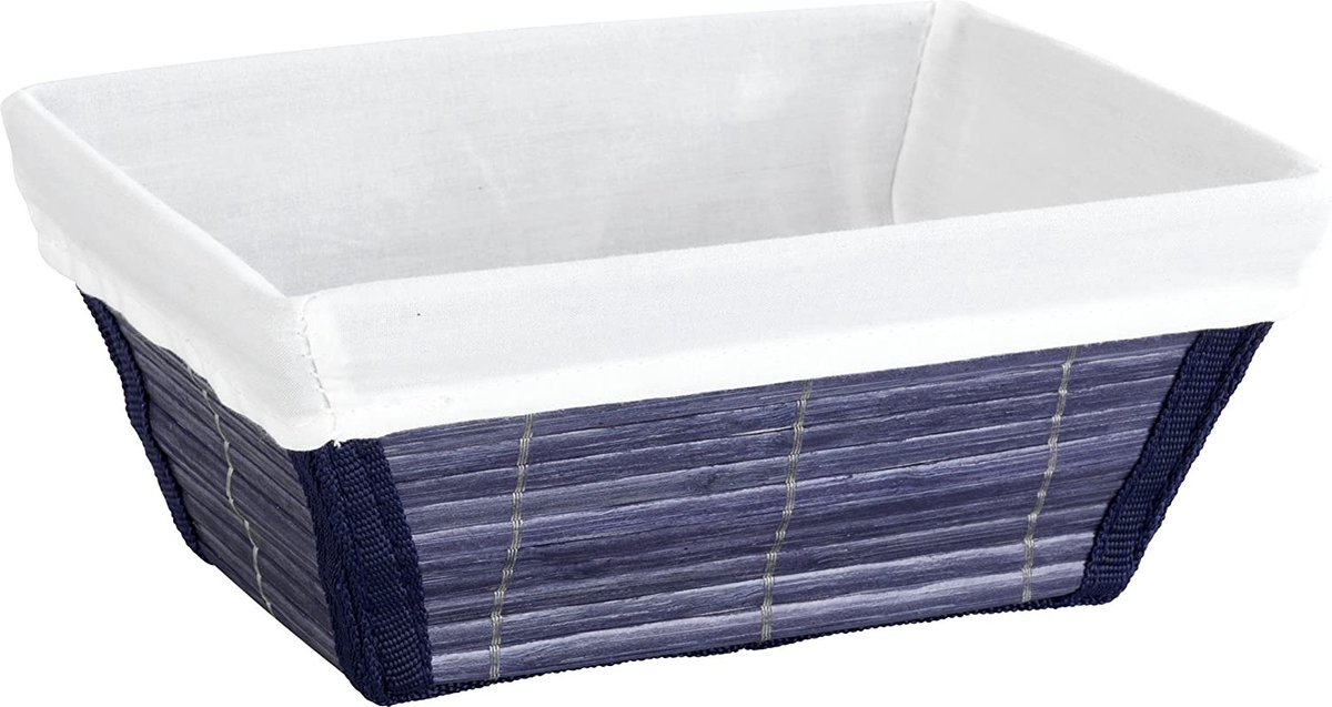 WENKO Opbergmand Bamboo M donkerblauw - badmand, bamboe, 19,5 x 9 x 15 cm, donkerblauw