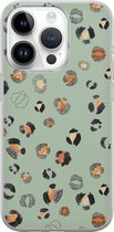 Leuke Telefoonhoesjes - Hoesje geschikt voor iPhone 14 Pro - Luipaard baby leo - Soft case - TPU - Luipaardprint - Blauw