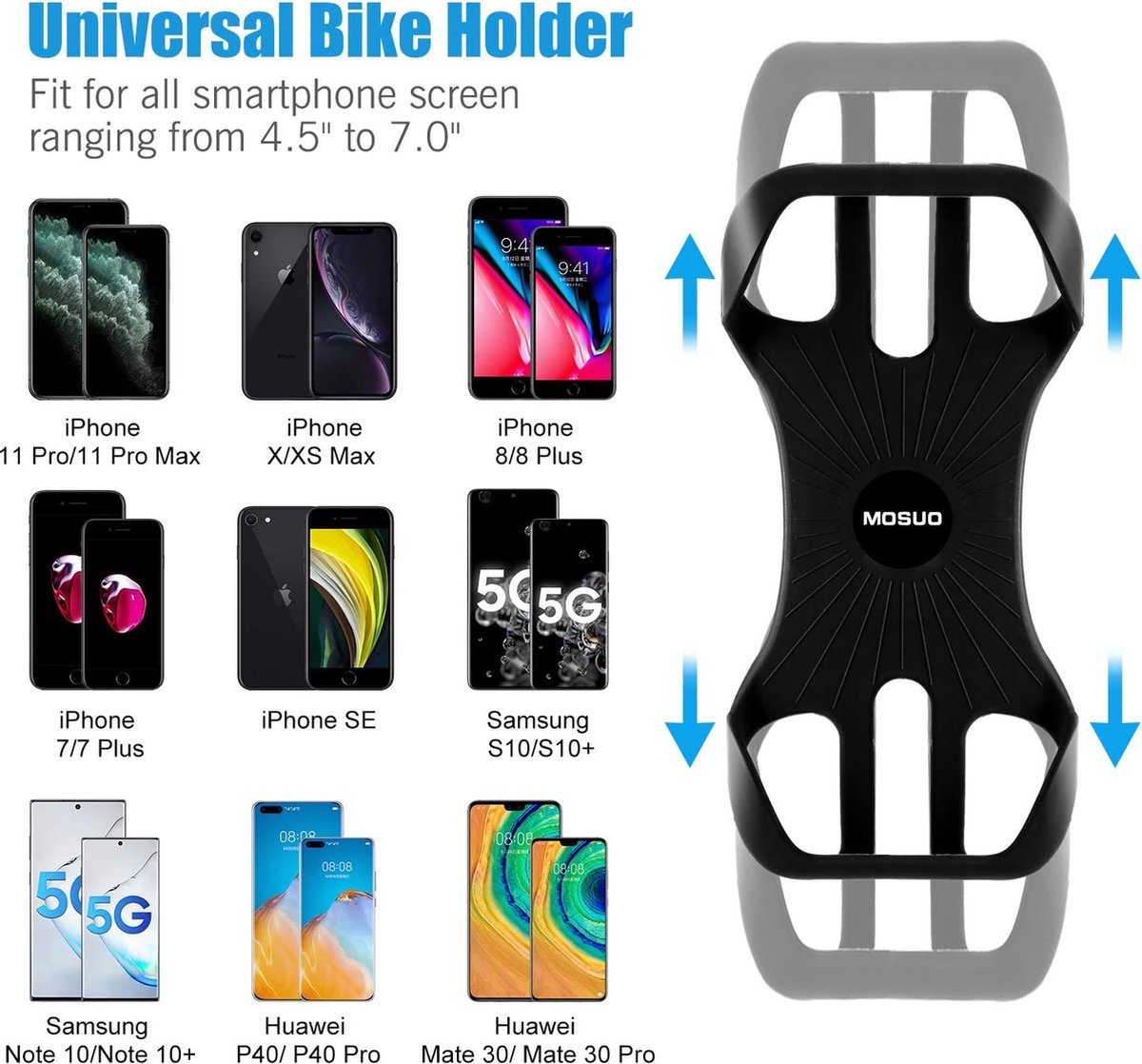 Mobiele Telefoon Houder Voor Op Je Fiets Geschikt Voor Elk Toestel Houder Telefoon Extra Stevig Smartphone Houder Stuur Houder Auto Universeel Gsm Houder Motor Racefiets Zwart Axties