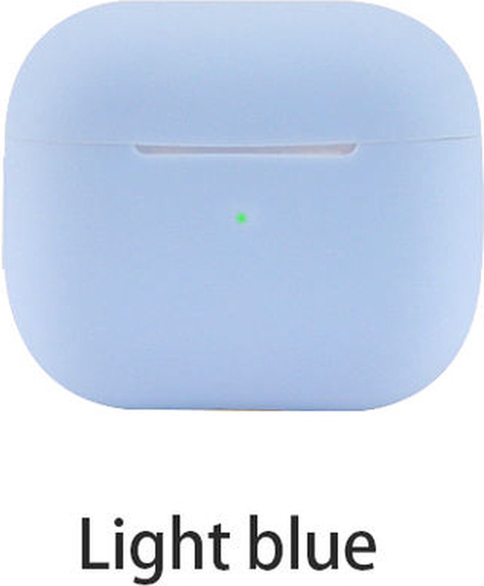 Hoesje in het baby blauw geschikt voor Apple AirPods 3 - TCH - Beschermhoes - Siliconen - Case - Soft case - Blauw - Skyblue