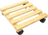 PrimeMatik - Vierkant houten platform met wielen 30 cm