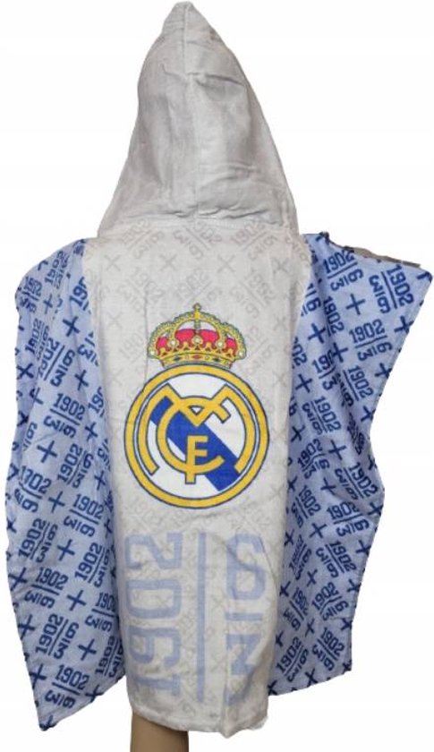 Real Madrid Poncho lichtblauw - 60 x 120 cm - Katoen