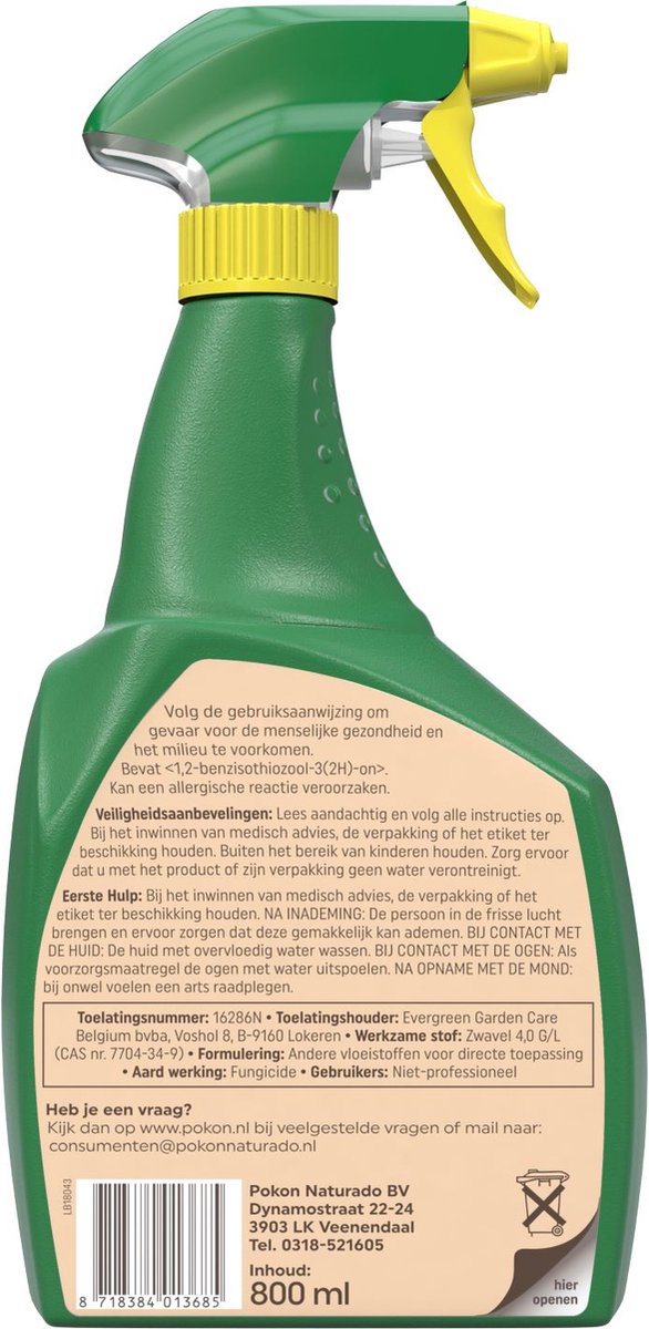Pokon Bio tegen Schimmels - Spray - 800ml - Spuitzwavel - Meeldauw bestrijdingsmiddel van Merkloos	 — afbeelding 4
