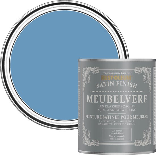 Foto: Rust oleum blauw meubelverf zijdeglans korenbloemblauw 750ml