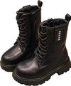 Winterbotjes - Zwarte laarzen voor meisjes - Enkellaarsjes - kinderbotten- Veterboots - Biker boots _MAAT 34_ZWART