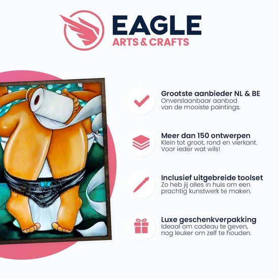 Eagle® Peinture de diamants Adultes - Dame aux Toilettes - 40x30cm - Pierres Rondes