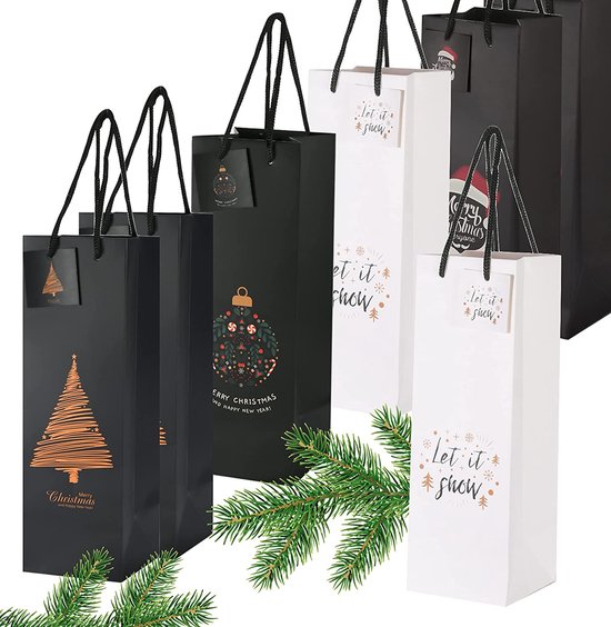 12x XXL Bottle Bags Kerstmis Bootle Bag Flessen Cadeauzakken voor wijn Tote & Wine Bag