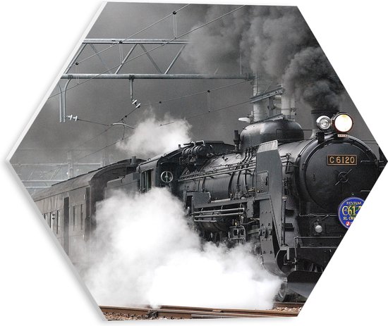 WallClassics - PVC Schuimplaat Hexagon - Donkere Rook uit Stroomtrein ...