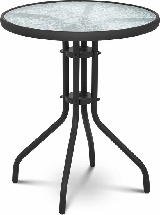 Table d'extérieur ronde en verre Uniprodo - Ø 60 cm - plateau en verre -  noir | bol.com