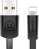 USAMS Platte Laad en Data Kabel - USB-A naar Apple Lightning - Zwart