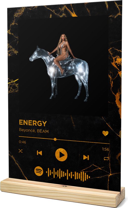 Songr Spotify Plaat - ENERGY - Beyoncé, BEAM - 20x30 - Zwart Goud ...