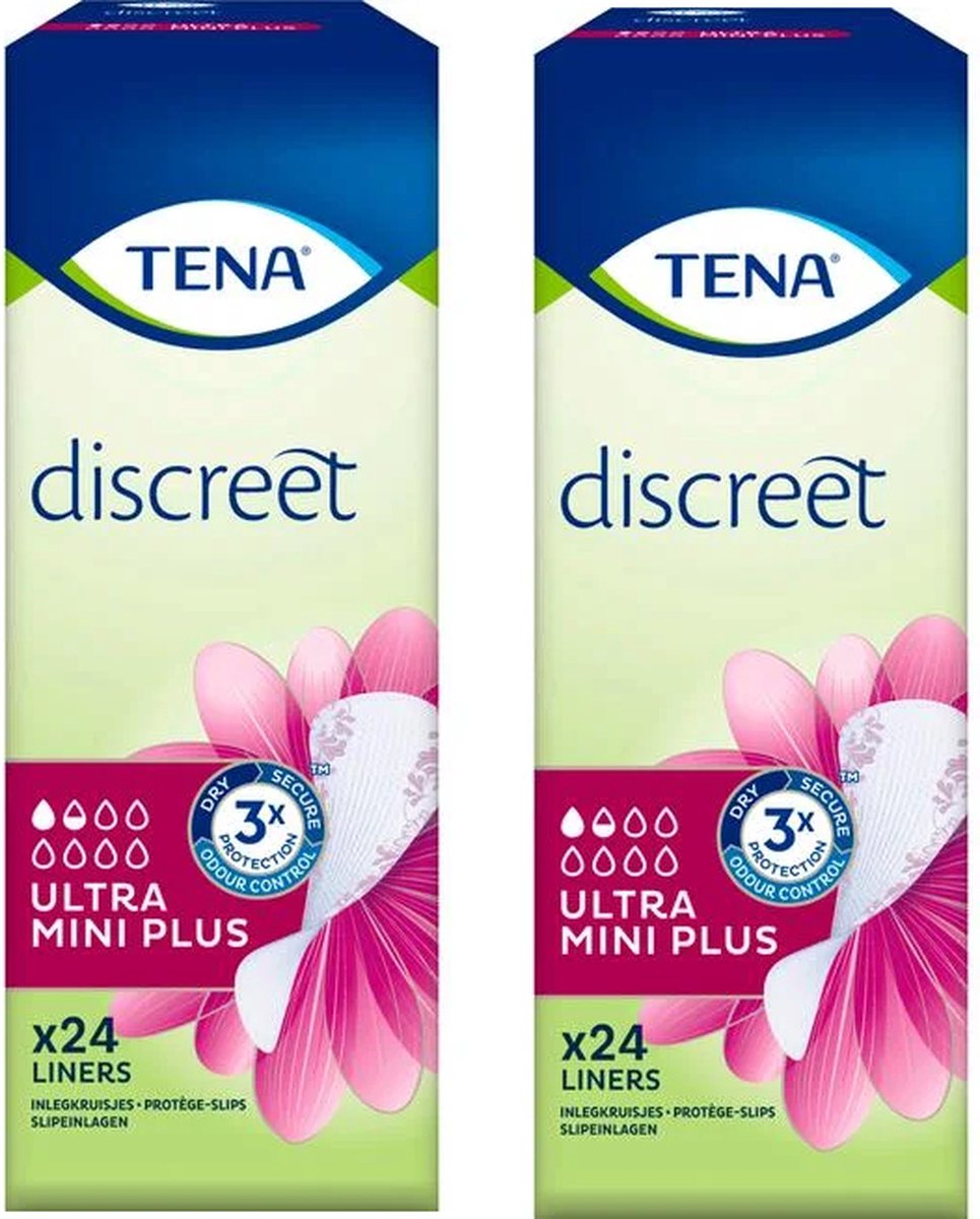 Goedkoopste Tena Discreet Ultra Mini Plus voor urineverlies - 2 x 24 inlegkruisjes