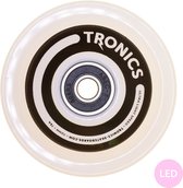 TRONICS 70mm x 51mm - skateboardwielen - PU wit - LED roze