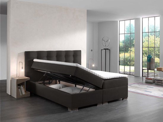 Boxspring Malaga 120x200 cm PU compleet bed inclusief matrassen en topper bed... bol.com