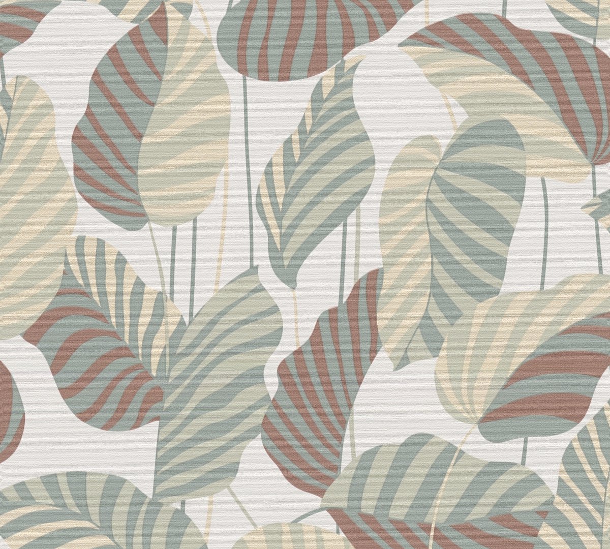 PALMBLADEREN BEHANG | Botanisch - oranjerood beige groen - A.S. Création Antigua