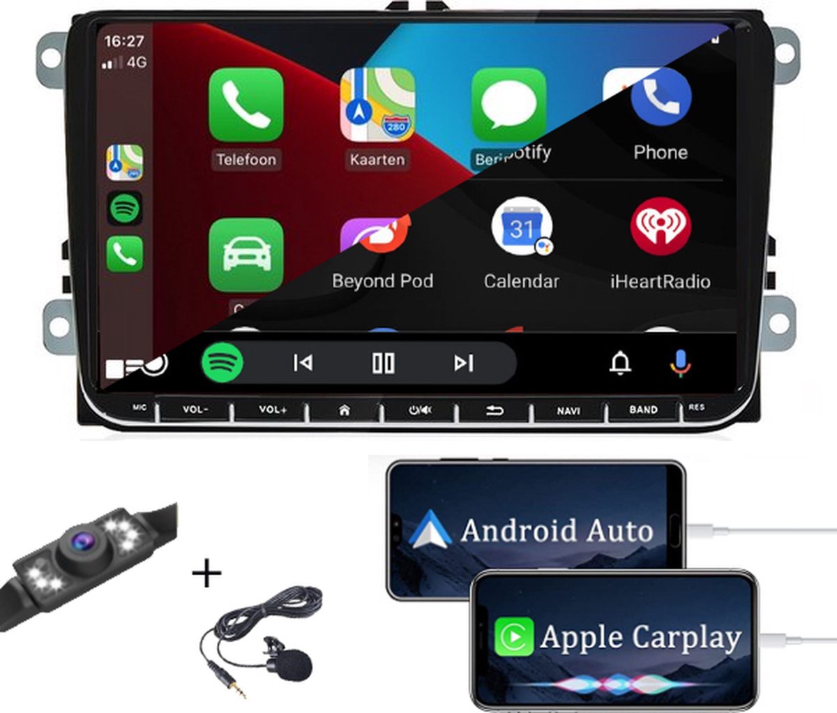 Boscer® Autoradio - Geschikt voor Volkswagen, Skoda & Seat - Apple Carplay & Android Auto - Android 10 - 9