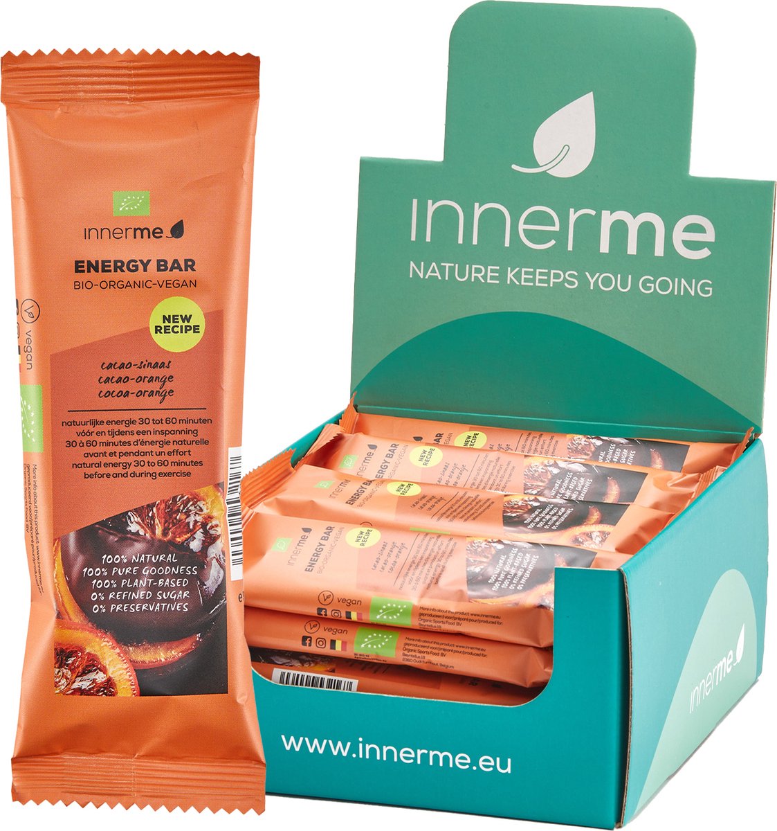 Innerme Energy Bars 'Cacao-Sinaas' - bio & vegan sportreep - 20 energierepen 50g