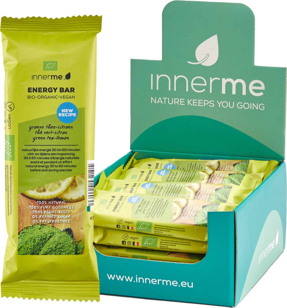 Innerme Energy Bars 'Groene Thee-Citroen' - bio & vegan sportreep - 20 energierepen 50g