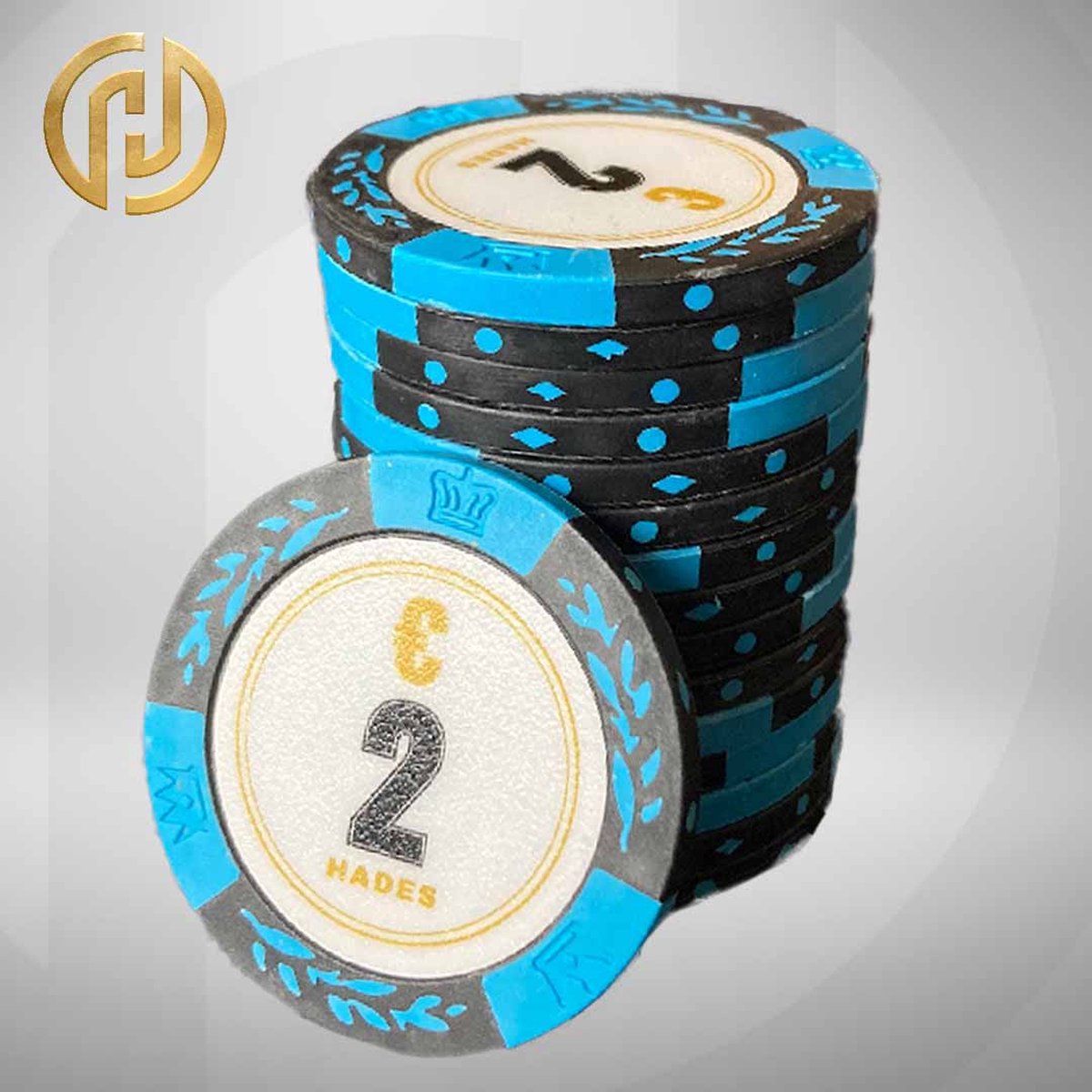 Mec Hades Cashgame Classic Poker Chips €2 blauw (25 stuks) pokerchips pokerfiches poker fiches clay chips pokerspel pokerset poker set