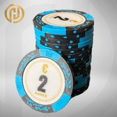 Hades Cashgame Classic Poker Chips €2,- blauw (25 stuks) - pokerchips - pokerfiches - poker fiches - clay chips - pokerspel - pokerset - poker set