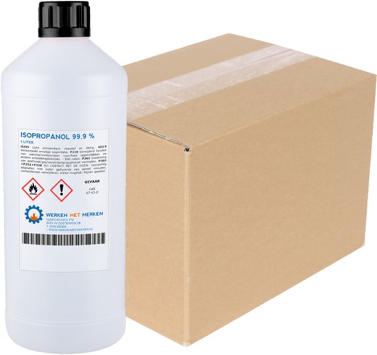 Foto: Isopropanol 99 9 zuiver doos 12 x 1 liter ipa isopropyl alcohol