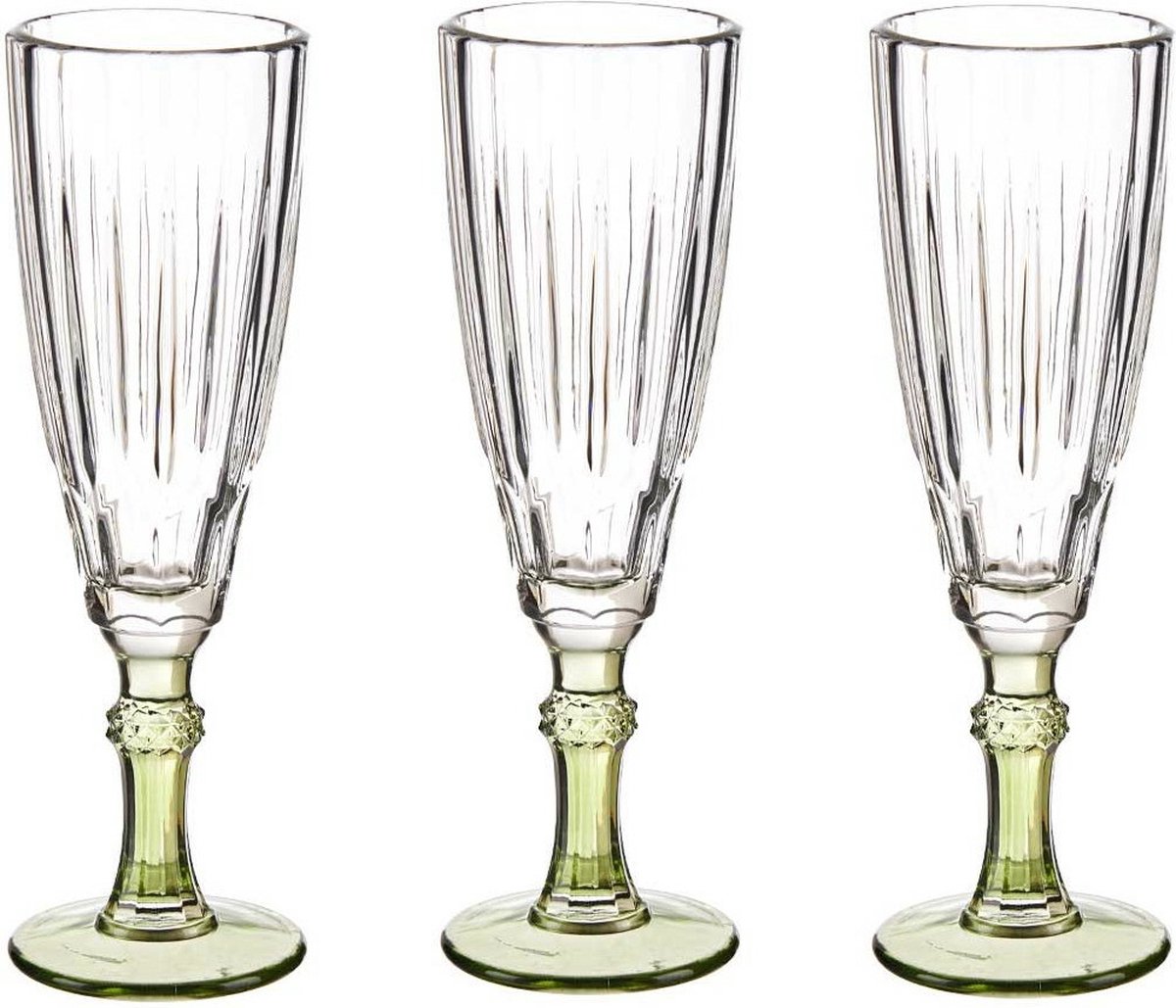 Vivalto Champagneglazen Exotic Collection - set 6x - groen voet - 170 ml - Champagne flutes