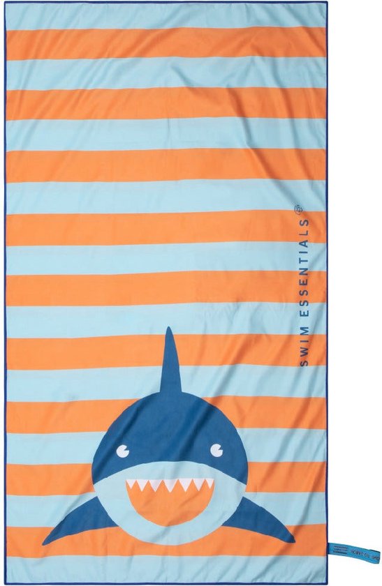 Swim Essentials Microvezel Strandlaken - Strandhanddoek/Badlaken Microvezel - Blauw/Oranje Haaien - 135 x 65 cm