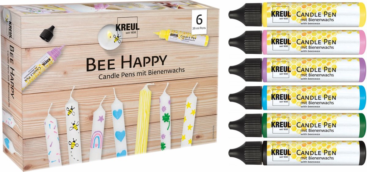 Kreul Kaarsen Pennen met Bijenwas - 6 stuks - Voor het versieren van kaarsen