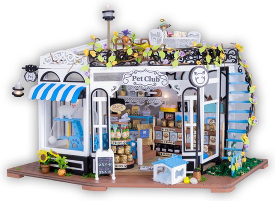 Crafts&Co Miniatuur Bouwpakket Volwassenen - Huisjes - Poppenhuis - de Dierenwinkel - The Pet Club