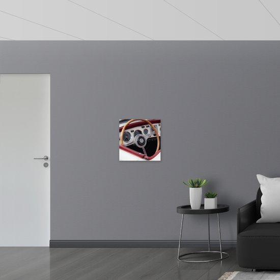 WallClassics - Verre Acrylique - Volant Marron de Vieille Voiture - 50x50 cm Photo sur Verre Acrylique (Décoration murale sur Acrylique)