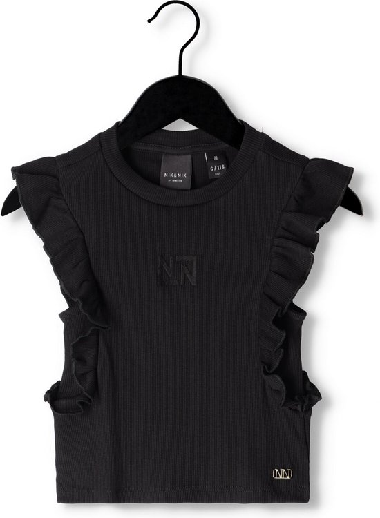 Nik & Nik Rib Sleeve Top Tops & T-shirts Meisjes - Shirt - Zwart - Maat 140  | bol.com