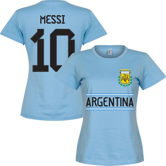 Argentinië Messi 10 Dames Team T-Shirt - Lichtblauw - L - 12