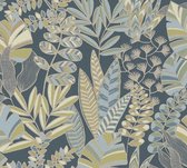 BLADEREN BEHANG | Botanisch - blauwgroen goud beige - A.S. Création Antigua