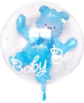 Transparante Ballon 59X63 CM Babyshower Versiering - Geboorteballon Jongen - Geboorteballon Beer - Babyshower Ballon Blauw - Blauwe Ballon Beer - Babyshower Ballon Jongens - Geboorte Ballon Blauw - Decoratieballon Blauw - Gender Reveal Ballon