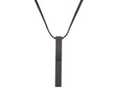 Ketting zwart staal - met hanger rechthoekig Aia zwart rvs - met geschenkdoos van Mauro Vinci