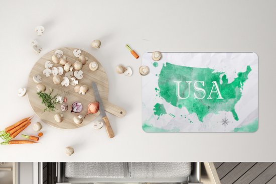 Set de table - Wereldkaart - États-Unis - Vert - 45x30 cm - 6 pièces