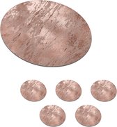 Onderzetters voor glazen - Rond - Marmer - Rosé - Goud - 10x10 cm - Glasonderzetters - 6 stuks
