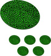 Onderzetters voor glazen - Rond - Luipaard - Groen - Patroon - 10x10 cm - Glasonderzetters - 6 stuks