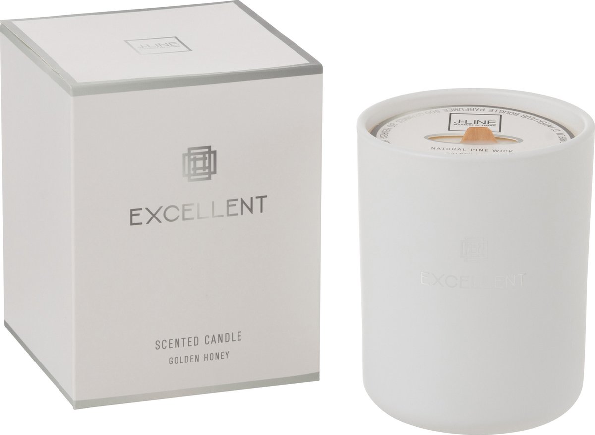 J-Line geurkaars Excellent - Golden Honey - wit - medium - 80U
