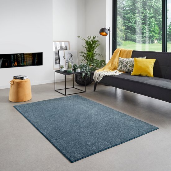 Carpet Studio Santa Fe Vloerkleed 115x170cm - Laagpolig Tapijt Woonkamer - Tapijt Slaapkamer - Kleed Blauw