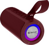 Denver BTV213BD Enceinte Bluetooth avec Effets de lumière Lumineux - Boîte à Musique Portable - Rouge Bordeaux