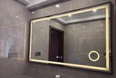Igoods Miroir LED - Miroir Salle de Bain Rectangulaire avec Loupe - 70 x 50cm - Klok Digitale / Température - Anti-buée - 3 modes d'éclairage LED - Résistant aux rayures