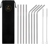 Bar Essentials® Set de 8 pailles inox réutilisables avec brosses de nettoyage - Pailles inox - Pailles métal - Pailles Pailles