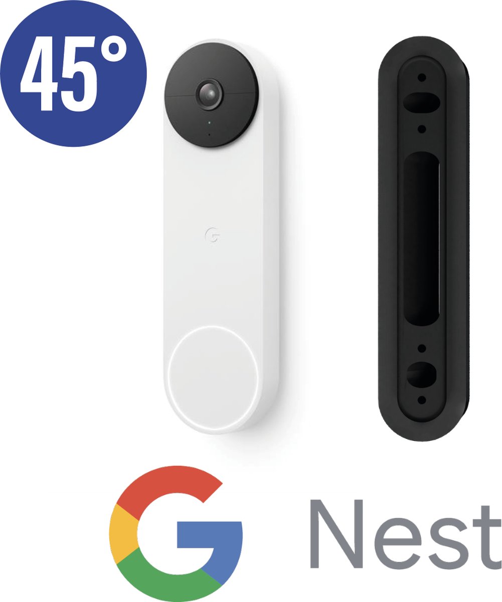 SmarThuis - Hoekbeugel geschikt voor Google Nest deurbel (batterij) - hoekbeugel van 45 graden - inclusief montage materiaal - sterk en milieubewust